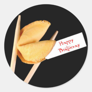 Pegatina Redonda Feliz cumpleaños Fortune Cookie