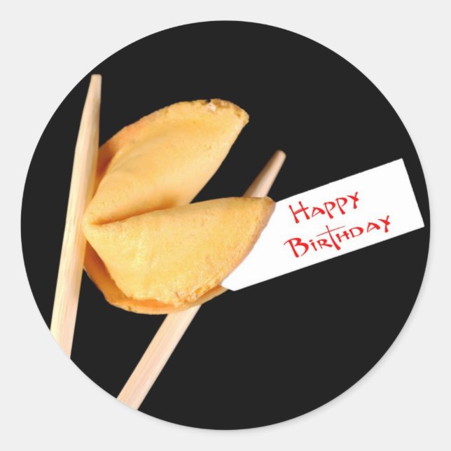 Pegatina Redonda Feliz cumpleaños Fortune Cookie (Anverso)