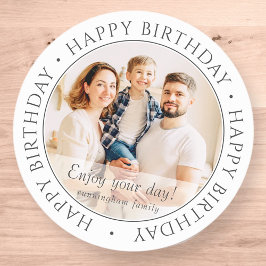Pegatina Redonda Feliz cumpleaños | Foto clásica de Personalizado s