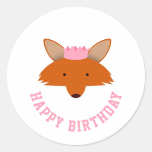 Pegatina Redonda Feliz cumpleaños Fox