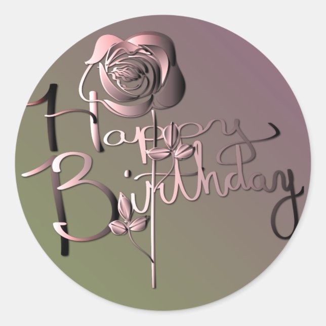 Pegatina Redonda "¡Feliz cumpleaños!" Gradiente escrito a mano con  (Anverso)