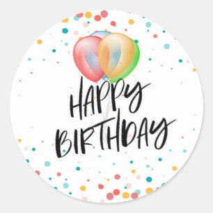 Pegatina Redonda Feliz cumpleaños, hora de celebrar