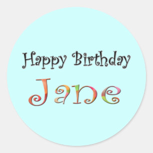 Pegatina Redonda Feliz cumpleaños Jane