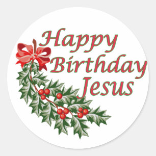 Pegatina Redonda Feliz cumpleaños, Jesús