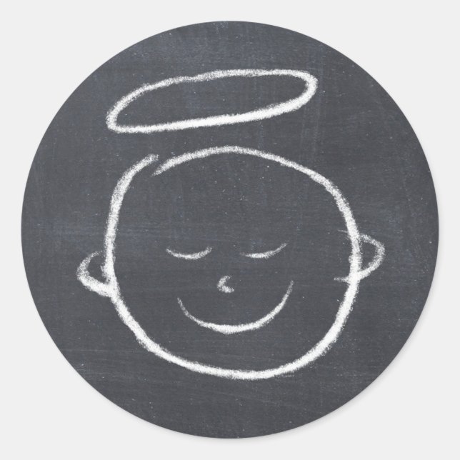 Pegatina Redonda Feliz cumpleaños Jesús - Navidades Chalkboard Ange (Anverso)