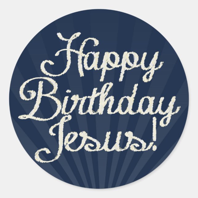 Pegatina Redonda Feliz cumpleaños, Jesús Navidades cristianos (Anverso)
