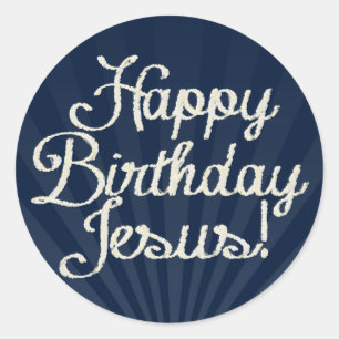 Pegatina Redonda Feliz cumpleaños, Jesús Navidades cristianos