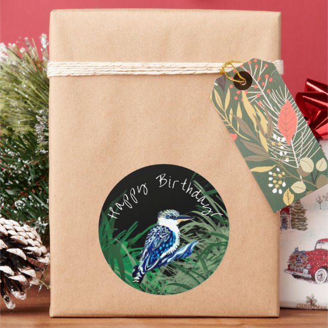 Pegatina Redonda Feliz cumpleaños Kookaburra (Vacaciones)