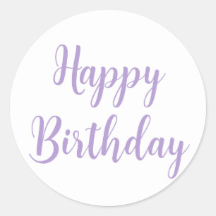 Pegatina Redonda Feliz cumpleaños Lavender color morado Personaliza