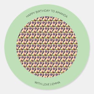 Pegatina Redonda Feliz cumpleaños, lindo patrón de leopardo keniano