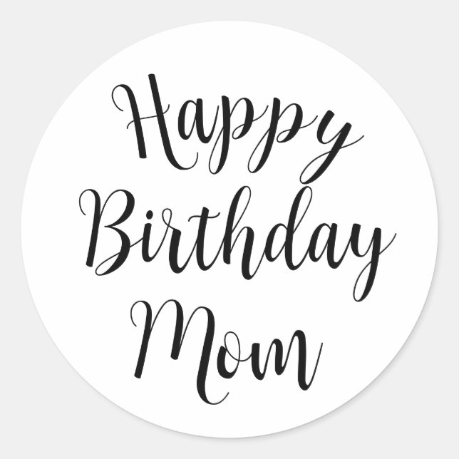Pegatina Redonda Feliz cumpleaños, mamá (Anverso)