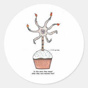 Pegatina Redonda Feliz cumpleaños Neuron Cupcake