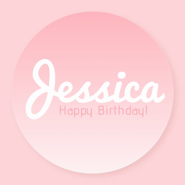 Pegatina Redonda Feliz cumpleaños, nombre de Personalizable | Rosa  (Subido por el creador)