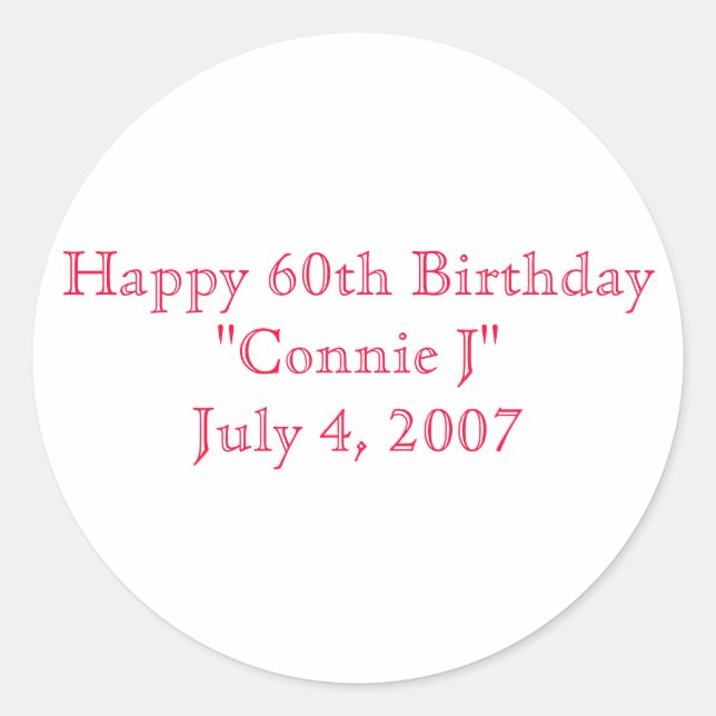 Pegatina Redonda Feliz cumpleaños número 60 (Anverso)