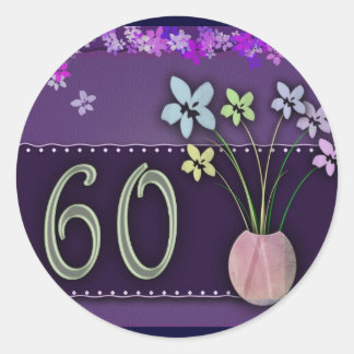 Pegatina Redonda Feliz cumpleaños número 60