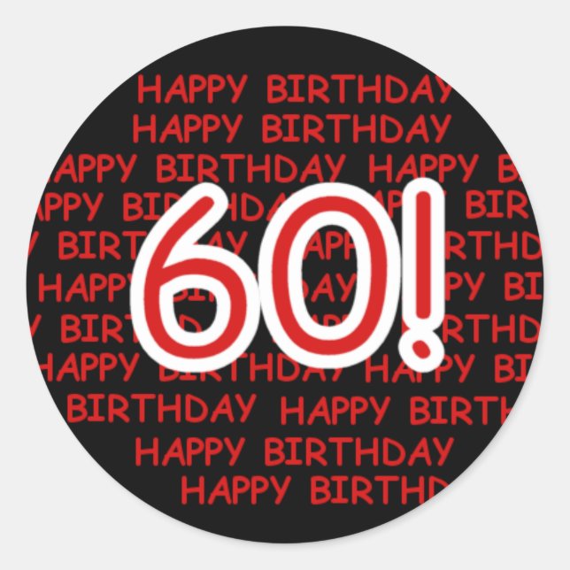 Pegatina Redonda Feliz cumpleaños número 60 (Anverso)