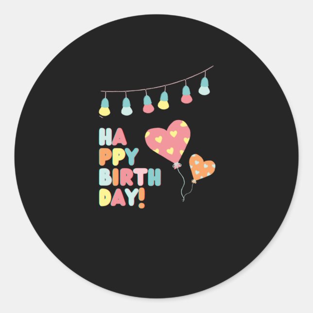 Pegatina Redonda Feliz cumpleaños para los niños (Anverso)