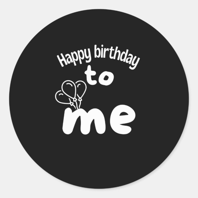 Pegatina Redonda Feliz cumpleaños para mí con globos (Anverso)