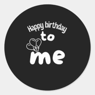 Pegatina Redonda Feliz cumpleaños para mí con globos