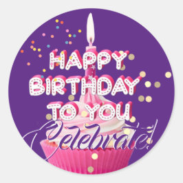 Pegatina Redonda Feliz cumpleaños para ti