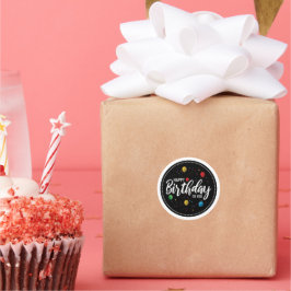 Pegatina Redonda Feliz Cumpleaños Para Tu Fiesta