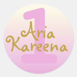 Pegatina Redonda Feliz cumpleaños Pegatinas beige rosa en el ombré