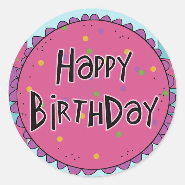Pegatina Redonda Feliz cumpleaños, Pegatinas divertidos (Anverso)