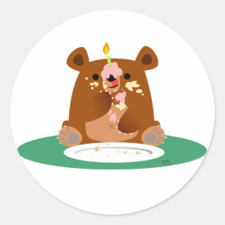 Pegatina Redonda ¡Feliz cumpleaños, pequeño oso!