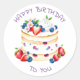 Pegatina Redonda Feliz Cumpleaños Personalizado