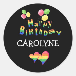 Pegatina Redonda Feliz cumpleaños personalizado LGBTQ+