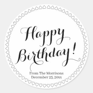 Pegatina Redonda Feliz cumpleaños personalizado nombre de escritur