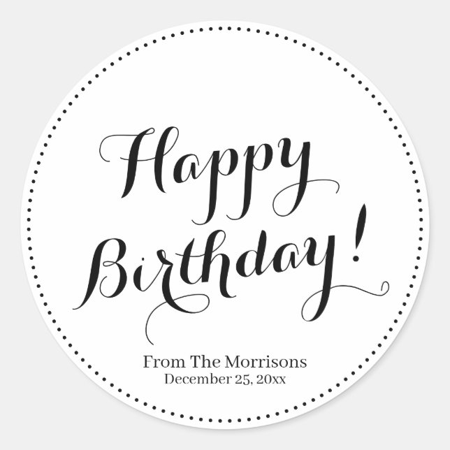 Pegatina Redonda Feliz cumpleaños personalizado nombre del guión bo (Anverso)