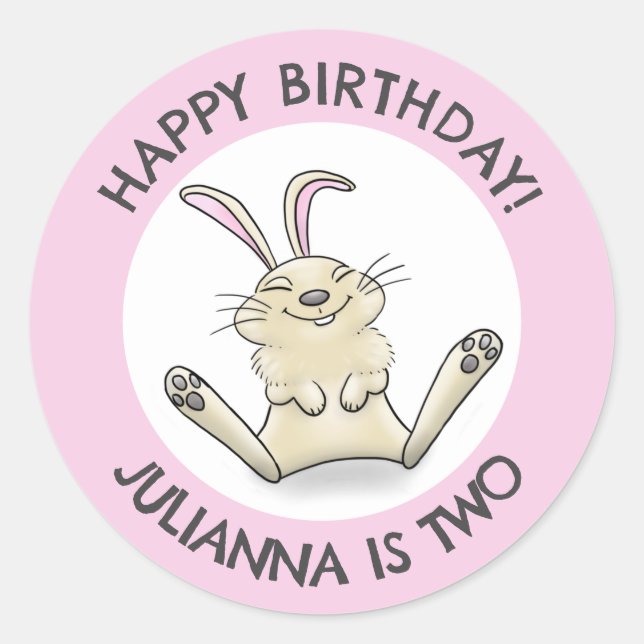 Pegatina Redonda Feliz cumpleaños personalizado personalizado de co (Anverso)