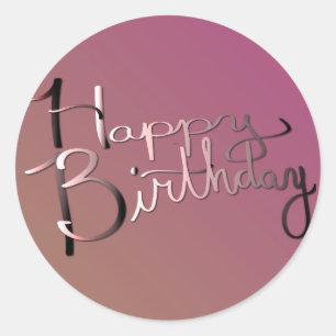 Pegatina Redonda "¡Feliz cumpleaños!" Pluma luminosa de degradado m
