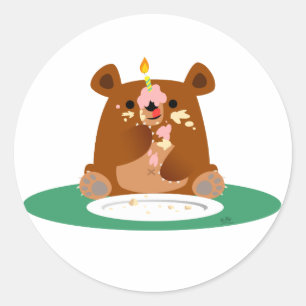 Pegatina Redonda ¡Feliz cumpleaños, poco oso!!