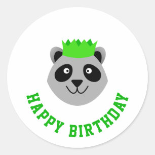 Pegatina Redonda Feliz cumpleaños Raccoon