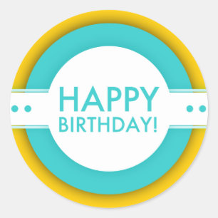 Pegatina Redonda feliz cumpleaños retro