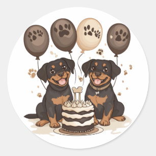 Pegatina Redonda Feliz cumpleaños Rottweiler Dogs