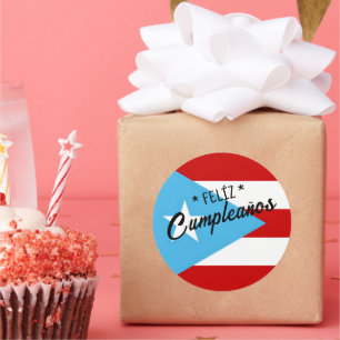 Pegatina Redonda Feliz cumpleaños Sticker – Fiesta de la bandera de