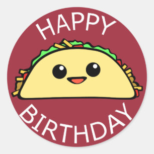 Pegatina Redonda Feliz cumpleaños Taco