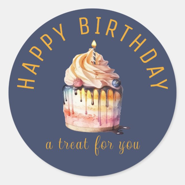 Pegatina Redonda Feliz Cumpleaños - Un Trato Para Los Pegatinas De  (Anverso)