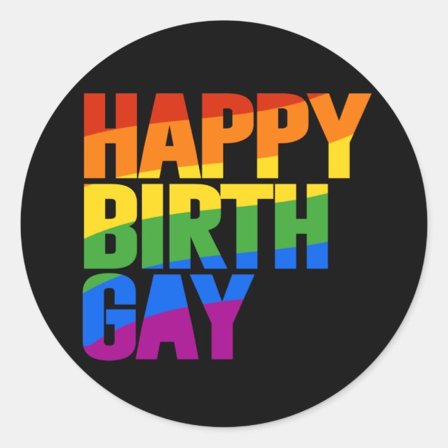 Pegatina Redonda Feliz Cumplegay (Anverso)