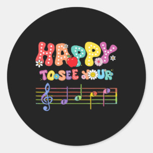 Pegatina Redonda Feliz de ver tu cara Profesor de música de vuelta 