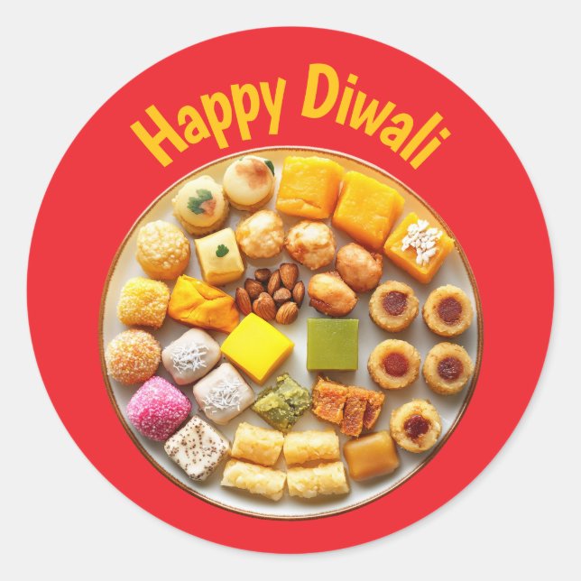 Pegatina Redonda Feliz Deepavali (Anverso)