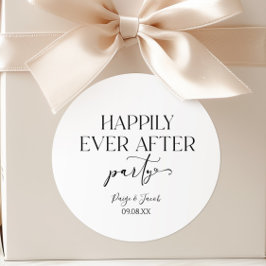 Pegatina Redonda Feliz desde la recepción de la boda Fiesta