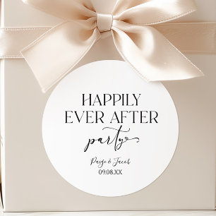 Pegatina Redonda Feliz desde la recepción de la boda Fiesta