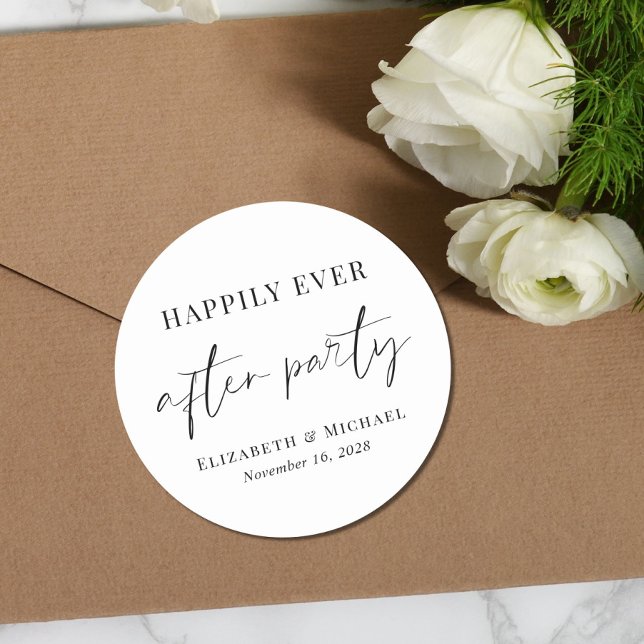Pegatina Redonda Feliz desde la recepción de la boda Fiesta (Subido por el creador)