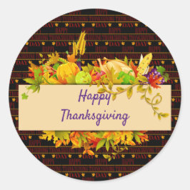Pegatina Redonda Feliz Día de Acción de Gracias