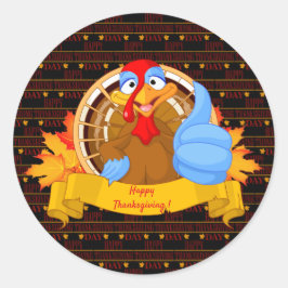 Pegatina Redonda Feliz Día de Acción de Gracias