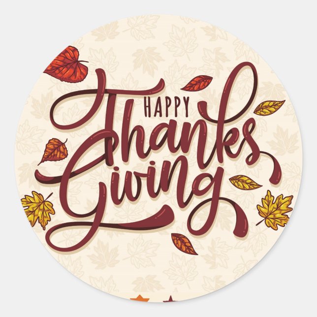 Pegatina Redonda Feliz Día de Acción de Gracias (Happy Thanksgiving round stickers!)